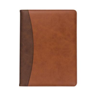 Samsill Two-Tone Padfolio with Spine Accent, 10.6w x 14.25h, Polyurethane, Tan/Brown (SAM71656) Each Samsill® Pad Folios