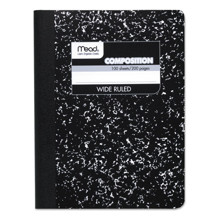 Mead Composition Book, Wide/Legal Rule, Black Cover, (100) 9.75 x 7.5 Sheets (MEA09910) Each Mead® Composition Books