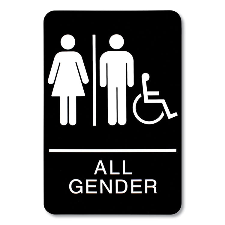 Headline Sign ADA Sign, All Gender/Wheelchair Accessible Tactile Symbol, Plastic, 6 x 9, Black/White (USS9486) Each Headline® Sign Signs & Sign Holder
