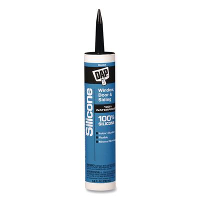DAP SILICONE PLUS Premium Window, Door and Siding 100% Silicone Sealant, 9.8 oz Tube, Black (DAP7079808642) Each DAP® Sealing Products