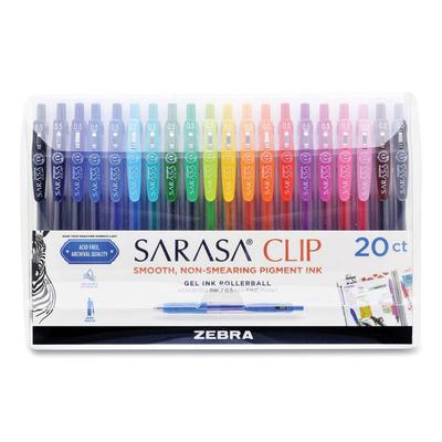 Zebra Sarasa Clip Gel Pen, Retractable, Fine 0.5 mm, Assorted Ink and Barrel Colors, 20/Pack (ZEB47220) Set of 20 Zebra® Pens
