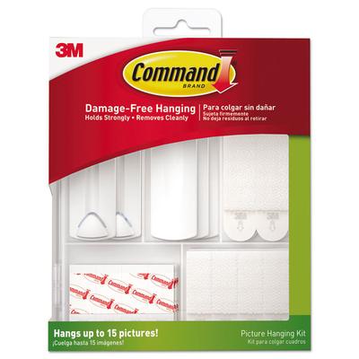 Command Picture Hanging Kit, Assorted Sizes, Plastic, White/Clear, 1 lb; 4 lb; 5 lb Capacities 38 Pieces/Pack (MMM17213ES) 1 Kit Command™ Hangers/Hook
