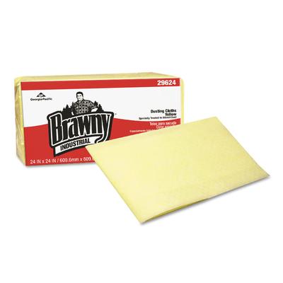 Brawny Professional Dusting Cloths, Quarterfold, 24 x 24, Unscented, Yellow, 50/Pack, 4 Packs/Carton (GPC29624) Box of 4 Brawny® Professional Cleaning