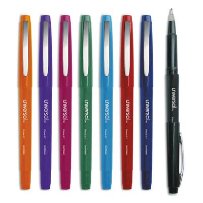 Universal Porous Point Pen, Stick, Medium 0.7 mm, Assorted Ink and Barrel Colors, 8/Pack (UNV50504) Pack of 8 Universal® Calligraphy & Illustrator Pen