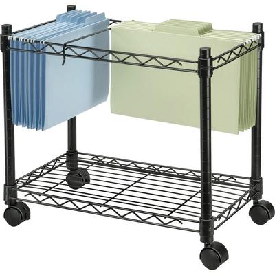 Fellowes High-Capacity Rolling File Cart, Metal, 1 Shelf, 2 Bins, 24" x 14" x 20.5", Black (FEL45081) Each Fellowes® File Carts
