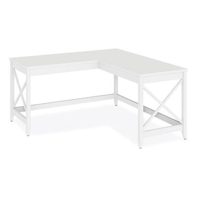 Workspace by Alera L-Shaped Farmhouse Desk, 58.27" x 58.27" x 29.53", White (ALEWSF5959WT) Each Workspace by Alera® Executive & Office Desks