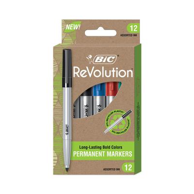 BIC ReVolution Permanent Markers, Fine Bullet Tip, Assorted Colors, Dozen (BICPMER12AST) 1 Dozen BIC®