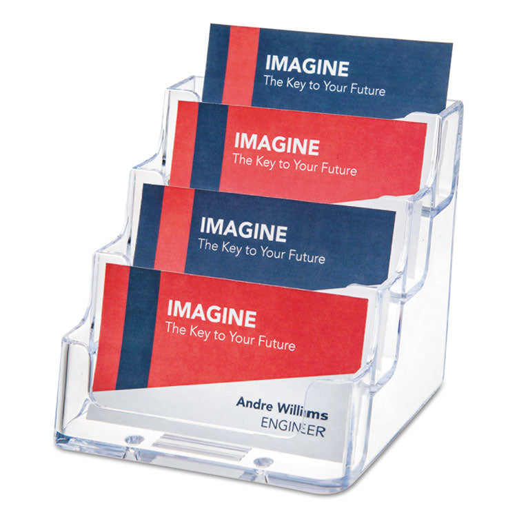 deflecto 4-Pocket Business Card Holder, Holds 200 Cards, 3.94 x 3.5 x 3.75, Plastic, Clear (DEF70841) Each deflecto® Card Holders