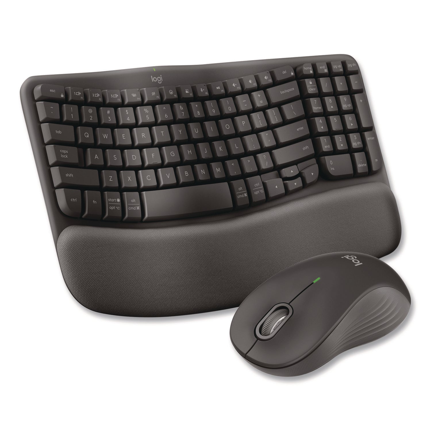 Logitech Wave MK670 Wireless Ergonomic Keyboard and Signature M550L Mouse Combo, 2.4 GHz, Frequency/33 ft Wireless Range, Graphite (LOG920012059) Each