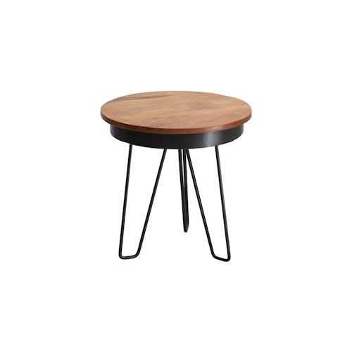 Sheeshamholz Metall Beistelltisch im Industrial-Stil, vielseitig einsetzbar, stabil. 43x43x45 cm | Kadima Design