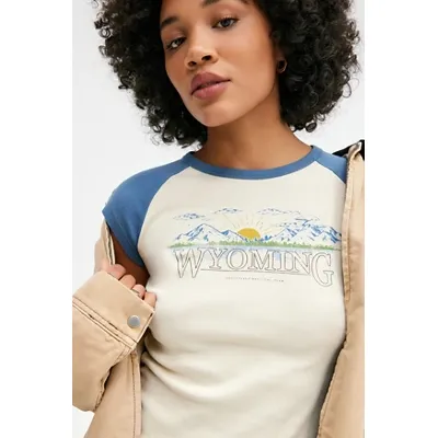 UO Wyoming Cap Sleeve T-Shirt - White XS at Urban Outfitters