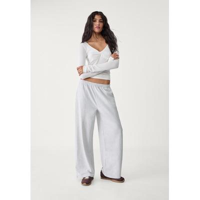 Stradivarius Wide-leg trousers Grey melange S