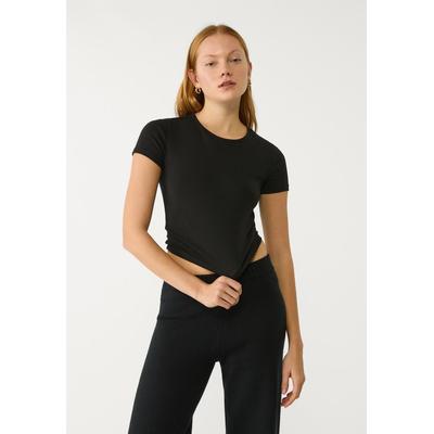 Stradivarius Short sleeve cropped T-shirt Black XS