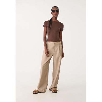 Stradivarius Smart straight-leg trousers Stone 6