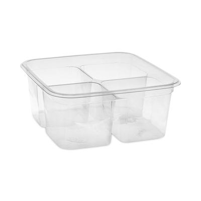 Pactiv Y6S324C EarthChoice PET Container Bases, 4-Compartment, 32 oz, 6.13 x 6.13 x 2.61, Clear, 360/Carton - Case of 360