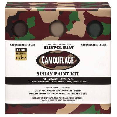 Rust-Oleum Camouflage 2X Ultra Cover Assorted Spray Paint Kit, Assorted Colors, 12 oz Aerosol Can, 6/Carton (RST269038)