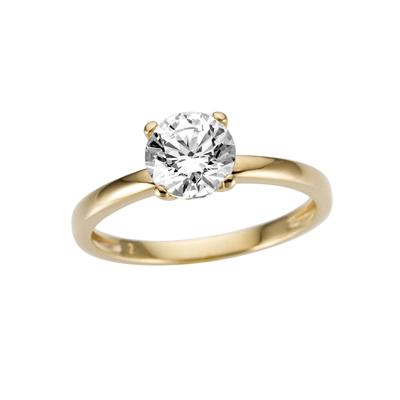 Goldring FIRETTI "Schmuck Geschenk Gold 333 Damenring Verlobungsring Goldring Solitär" Gr. 19, gold (gelbgoldfarben, kristallweiß, kristallweiß), Fingerringe, Damen, 19, Gelbgold 333, mit Zirkonia (synth.) Image