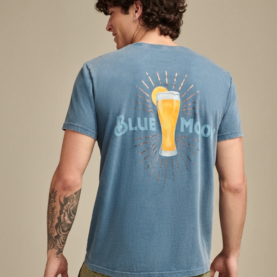 Lucky Brand Blue Moon Glass Tee - Men's Clothing Tops Shirts Tee Graphic T Shirts in Real Teal, Size S