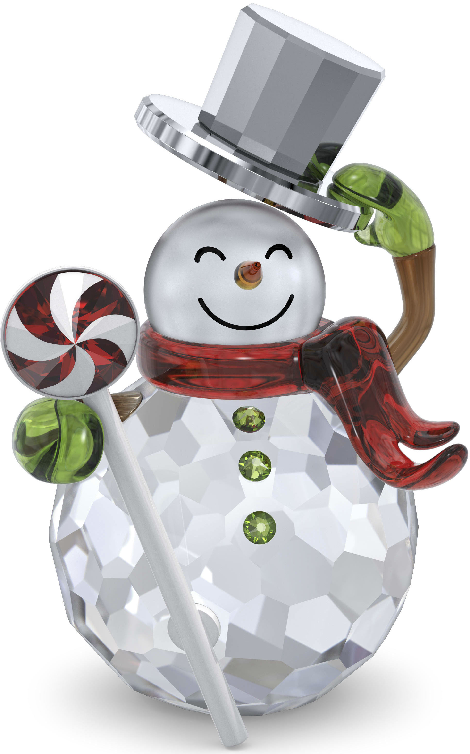 Dekofigur SWAROVSKI "Holiday Cheers Dulcis Snowman", bunt (kristallweiß, rot, grün, weiß), Dekofiguren, B/H/T: 4,2cm x 6,8cm x 4,5cm, Schneemann, Metall, Swarovski Kristall, Swarovski Kristall, B:4,2cm H:6,8cm T:4,5cm Image