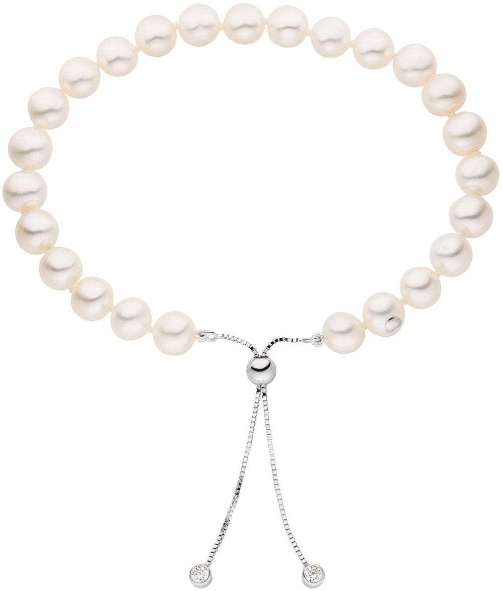 Perlenarmband ADRIANA "Schmuck Geschenk Silber 925 Armband Armkette La Maddalena", weiß (silberfarben, kristallweiß, weiß, kristallweiß), Armbänder, Damen, 19cm, Perlen Seide Silber 925 (Sterlingsilber), Perlen, Seide, Silber 925 (Sterlingsilber),...