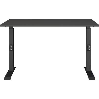 Schreibtisch GERMANIA "Lemont", grau (graphit, schwarz, graphit), B:120cm H:68cm T:80cm, Tische, Mechanisch höhenverstellbarer Schreibtisch Image