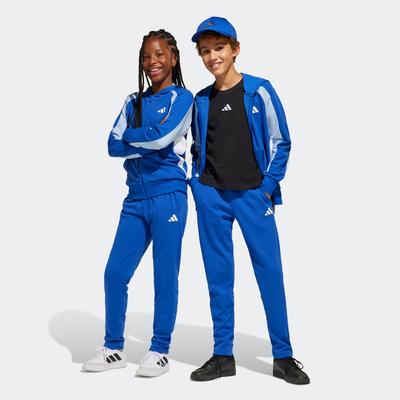 Trainingsanzug ADIDAS SPORTSWEAR "J CB FT TS", Kinder, Gr. 152, blau (royal blau, glow blau, weiß), Obermaterial: 55% Baumwolle, 36% Polyester, 9% Viskose, sportlich, Sportanzüge Image