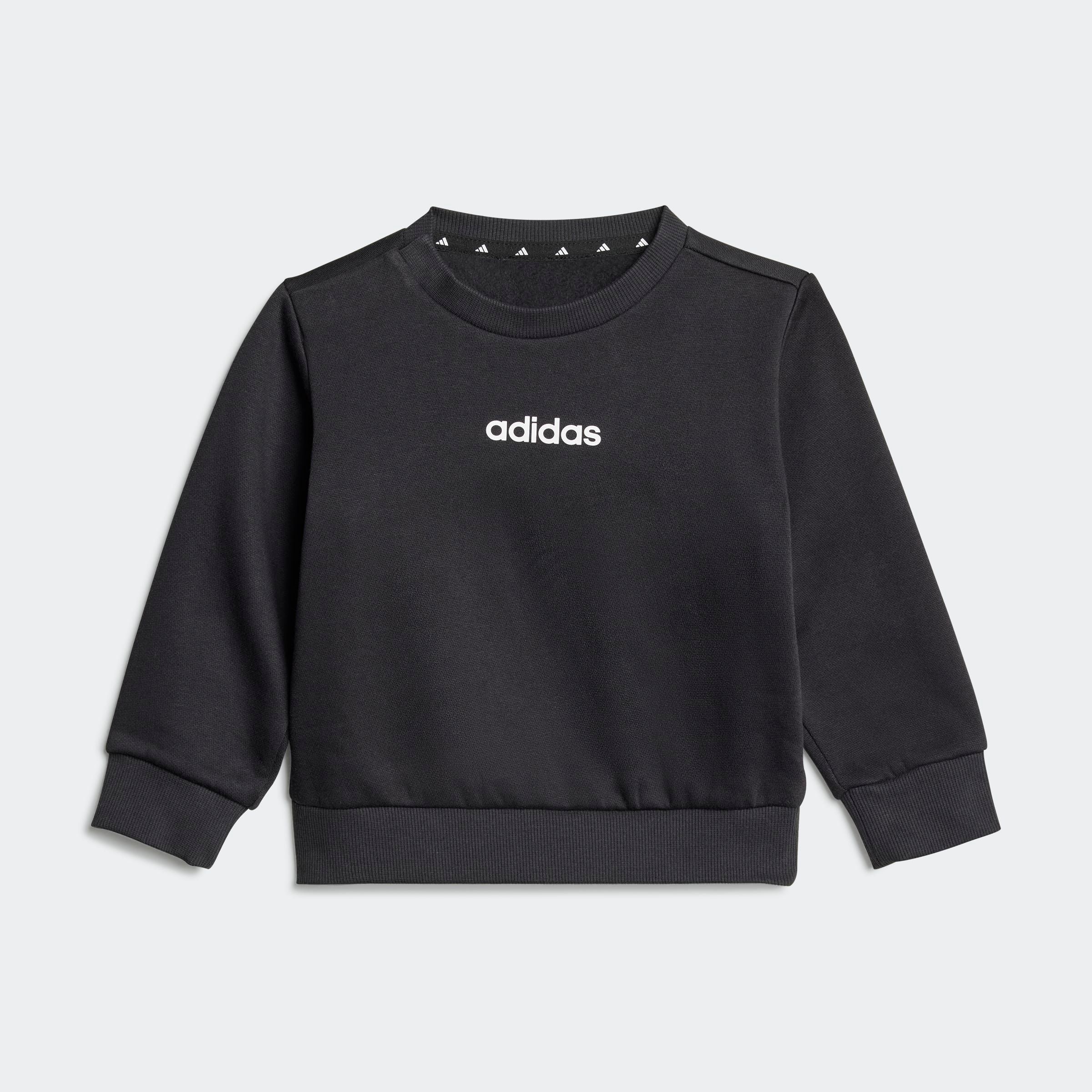 Trainingsanzug ADIDAS SPORTSWEAR "I LIN FL JOG", Kinder, Gr. 74, schwarz-weiß (schwarz, weiß), Obermaterial: 70% Baumwolle, 30% Polyester, Sportlich, Sportanzüge Image