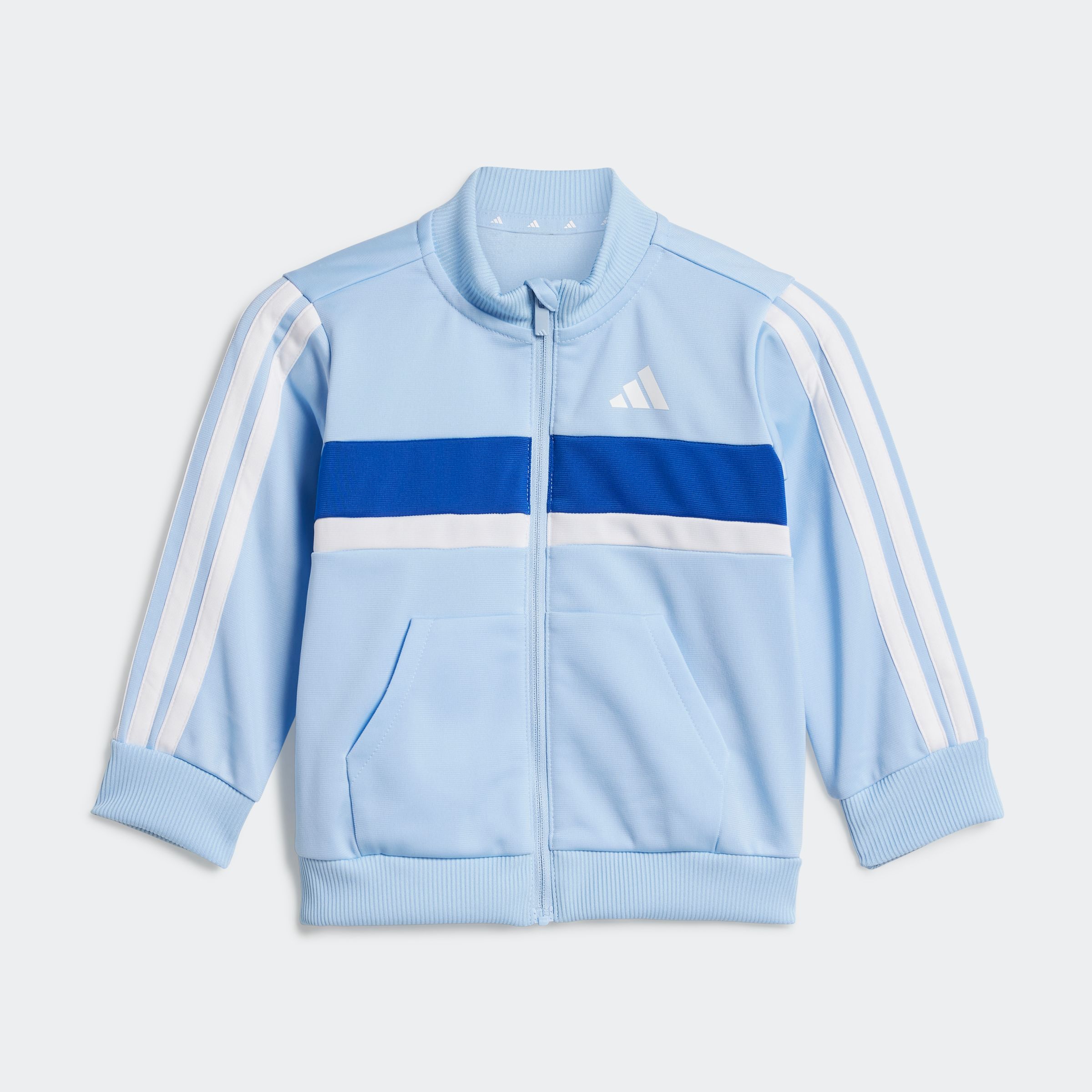 Trainingsanzug ADIDAS SPORTSWEAR "I 3S TIB TS", Kinder, Gr. 86, blau (glow blau, weiß, royal blau), Obermaterial: 100% Polyester, Sportanzüge Image