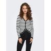 Strickjacke ONLY "ONLMEDDI LS V-NECK CARDIGAN CC KNT", Damen, Gr. M (38), schwarz-weiß (cloud dancer stripes:schwarz), Strick, Obermaterial: 70% Viskose, 30% Nylon, gestreift, modisch, regular fit normal, V-Ausschnitt, Langarm, Strickjacken