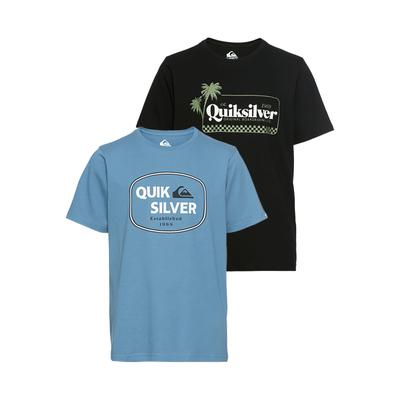 T-Shirt QUIKSILVER "JUST FRAMED ROCKELIA SHORT SLEEVE PK YTH", Kinder, Gr. 14 (158/164), blau (blau, schwa), Obermaterial: 100% Baumwolle, sportlich, Kurzarm, Shirts Image