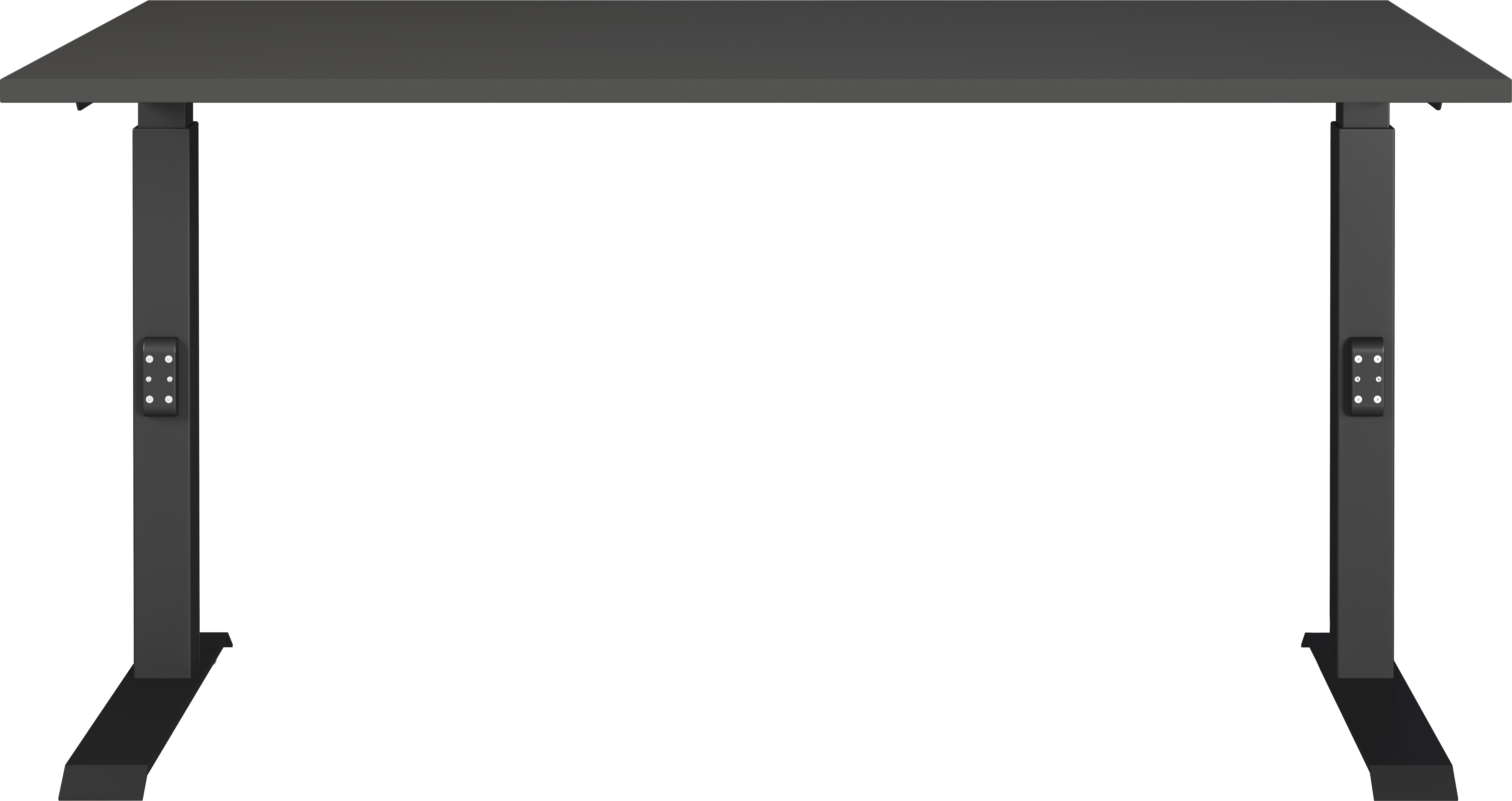 Schreibtisch GERMANIA "Lemont", grau (graphit, schwarz, graphit), B:140cm H:68cm T:80cm, Tische, Schreibtisch, Mechanisch höhenverstellbarer Schreibtisch