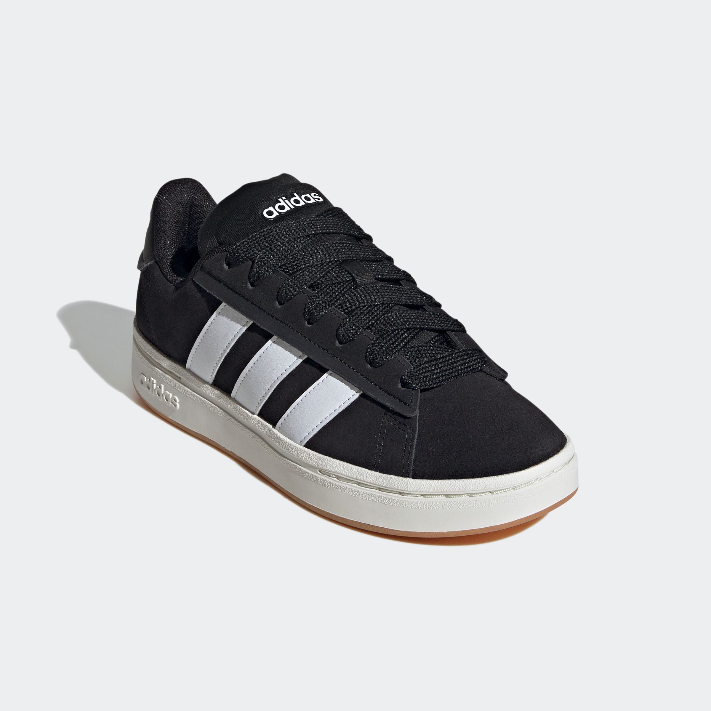Sneaker ADIDAS SPORTSWEAR "GRAND COURT ALPHA", Damen, Gr. 40,5, schwarz-weiß (core schwarz, cloud weiß, sanftes weiß), Leder, Textil, Schuhe Sneaker, Design inspiriert vom adidas Campus 00