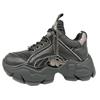 Plateausneaker BUFFALO "BINARY QUILT", Damen, Gr. 40, schwarz (schwarz, metallic), Lederimitat, modisch, Schuhe, Chunky-Schnürer, Freizeitsneaker, Halbschuh mit Metallic-Akzenten
