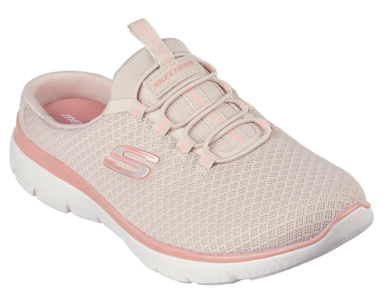 Sabot SKECHERS "SUMMITS SWIFT STEP", Damen, Gr. 39, orange (beige, apricot), Textil, Schuhe Sabot, Sommerschuh, Schlappen, Schlupfschuh in veganer Verarbeitung