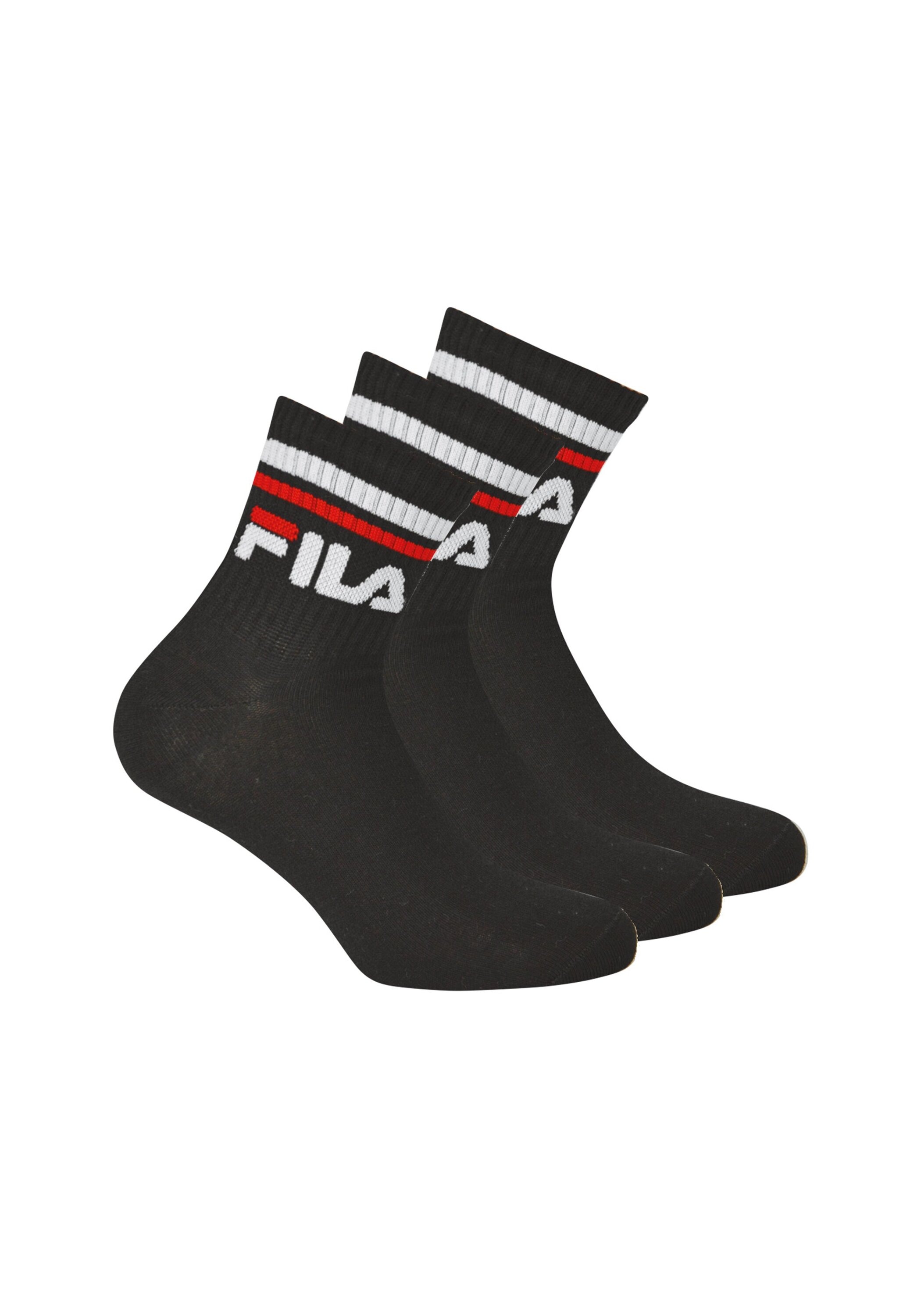 Kurzsocken FILA "Socken 3er Pack", Herren, Gr. 43-46, schwarz, Obermaterial: 80% Baumwolle CO. 18% Polyester PES. 2% Elasthan EL., Socken