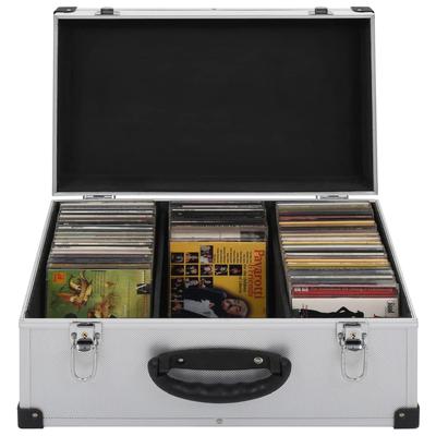 vidaXL CD Case Aluminum ABS Storage Organizer for 40/60/80 CDs Black/Silver