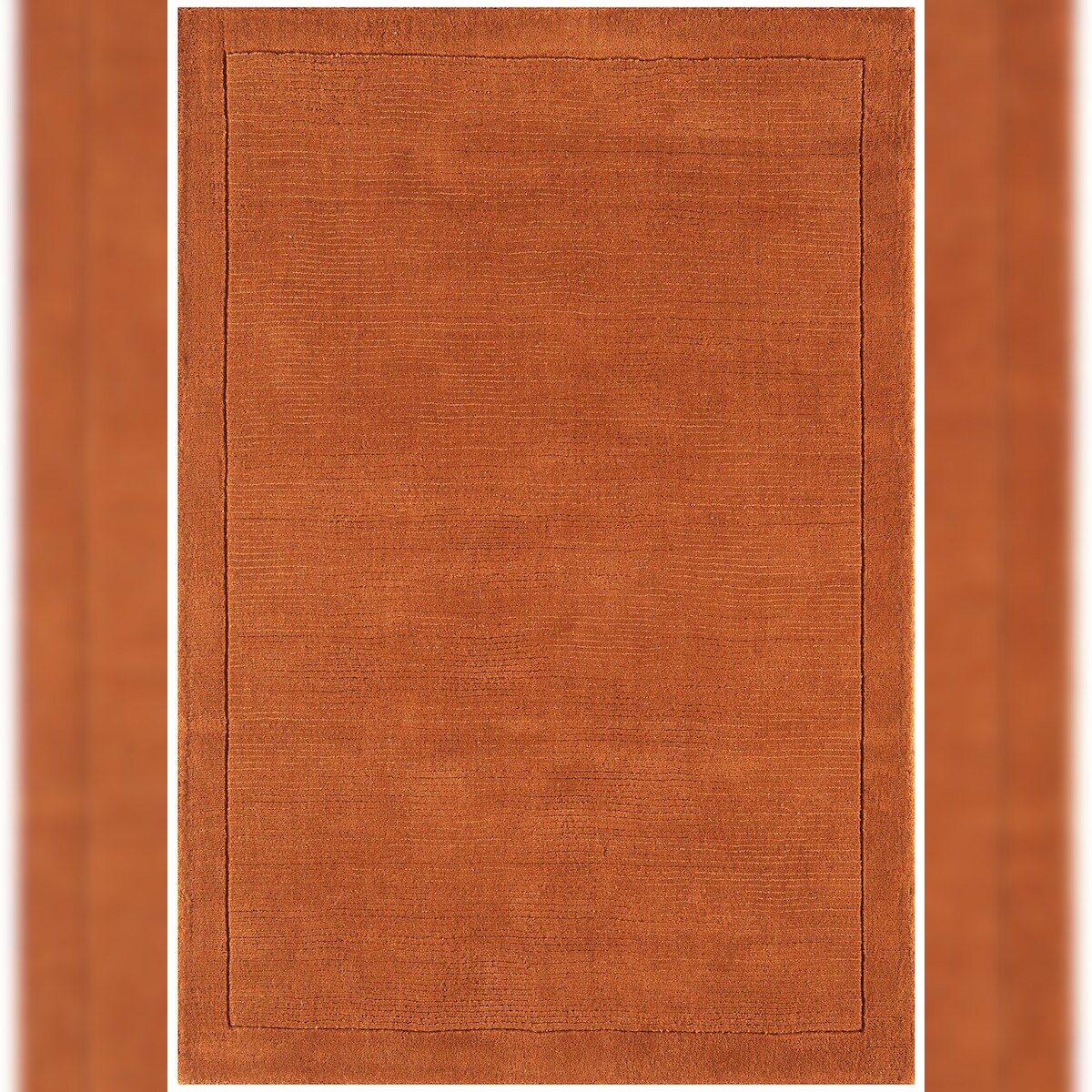 Wollteppich handgewebt strukturiert | 200x290cm, Florhöhe 0,9cm, Gesamthöhe 1,9cm | Terrakotta | raumgestaltend | Wohnzimmer | STOW | Kadima Design Image