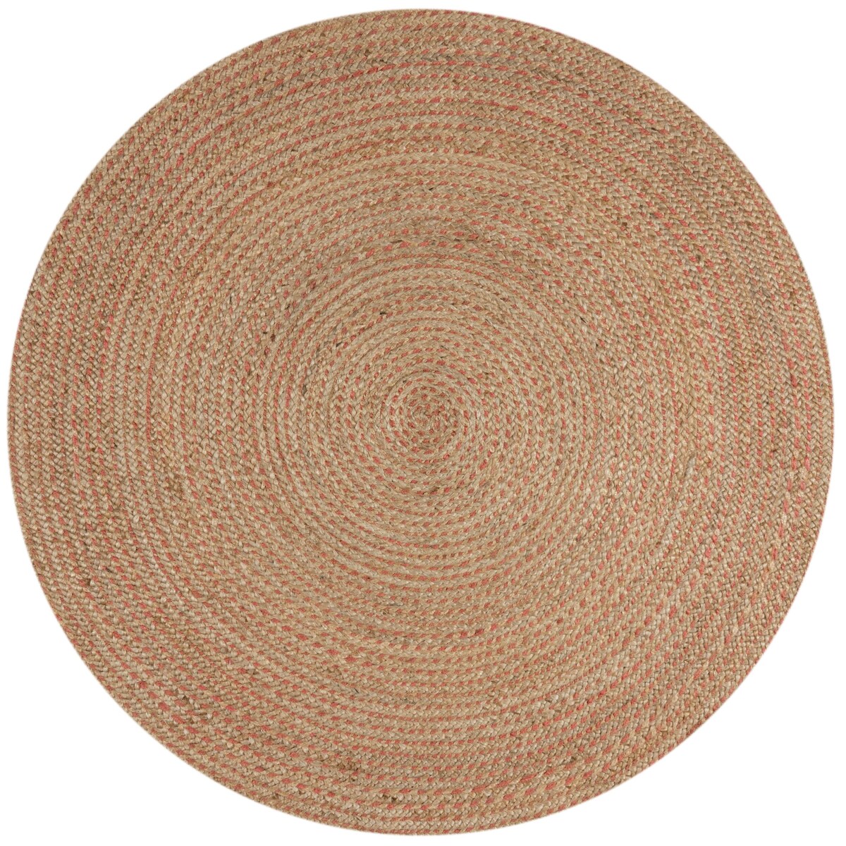Handgewebter Jute-Teppich in Naturtönen `Eden`. Farbe: Braun-Rosa, 180x180 cm | Kadima Design Image