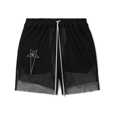 Champion Dolphin Straight-Leg Logo-Embroidered Mesh Shorts - Black - Rick Owens Shorts