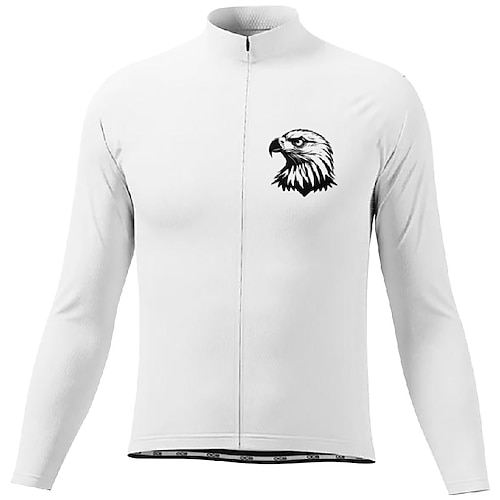 Herren Radtrikot Adler Langarm Fahhrad T-Shirt Trikot mit 3 Gesäßtaschen Mountainbike MTB Schnelltrocknend Anatomisches Design Feuchtigkeitsableitend Atmungsaktiv Sport Dunkelrosa Weiß Rosa Bekleidung Image