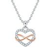 Lulu & Jane Halskette Infinity/Herz aus Sterling Silber in Silber/Roségold mit Zirkonia 42,0 cm Basiskette + 7,0 Verlängerung Damen