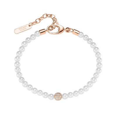 Giorgio Martello Milano - Armband mit Zirkonia und Muschelkern-Perlen, Silber 925 Armbänder & Armreife 1 ct Nude