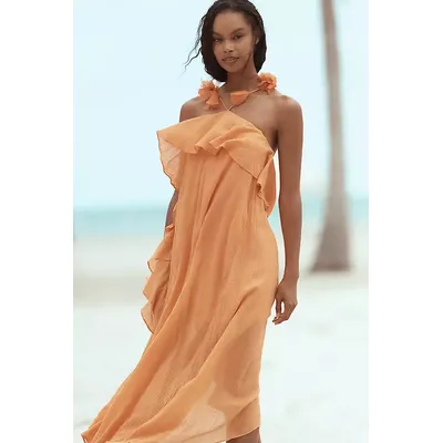 Celandine Halter-Neck Gauze Maxi Dress