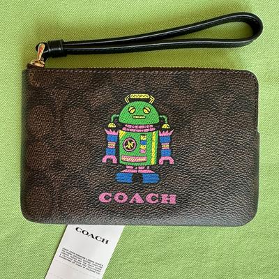 Coach Bags | Coach Corner Zip Wristlet Robot Motif On Coach Signature:Nwt Robot Cw868 | Color: Red | Size: 6 1/4" X 4" X 1/2"