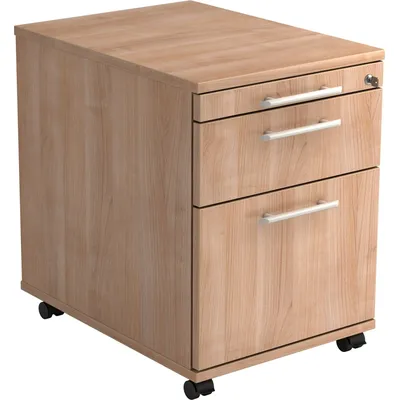Hammerbacher Rollcontainer 58cm 1 Schub 1 Hängeregistratur Schloss Relinggriff Nussbaum Image