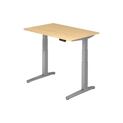 Hammerbacher Sitz-Steh-Schreibtisch elektrisch 120x80cm Ahorn/silber