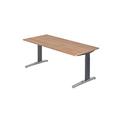 Hammerbacher Schreibtisch C-Fuß 180x80cm Nussbaum/Graphit-Alu poliert Image
