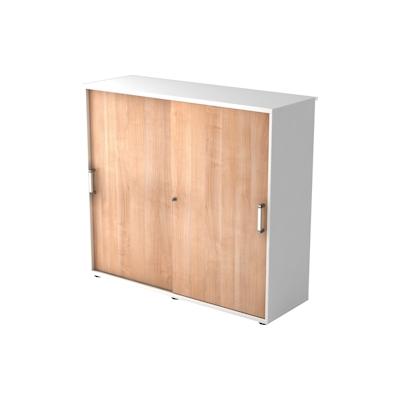 Hammerbacher Schiebetürenschrank Serie 9 3OH BxTxH 120x40x110cm Griff CE Weiß/Nussbaum