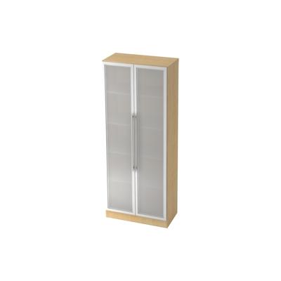 Hammerbacher Glastürenschrank Solid 5OH BxTxH 80x42x200,4cm Griff RE Ahorn/Silber Image