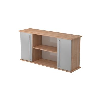 Hammerbacher Sideboard SB 2OH 2 Türen BxTxH 166,1x44,8x84cm Griff RE Nussbaum/Silber Image